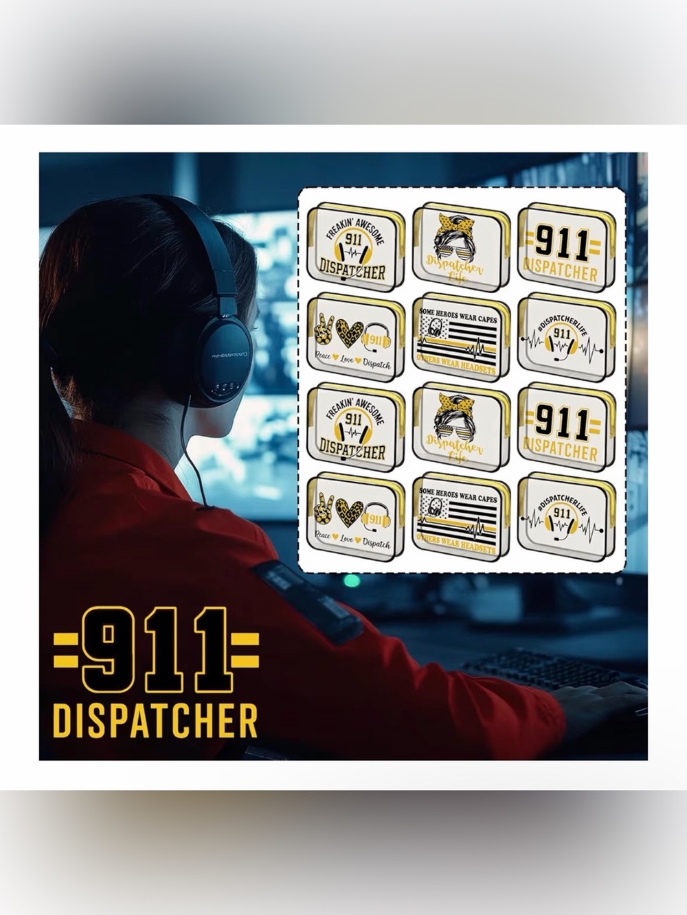 911 Emergency Dispatcher Gift 💛 Clear PVC Makeup Bag Cosmetics Case - Picture 2 of 9